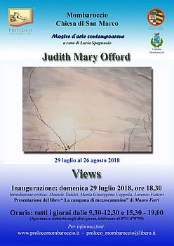 La locandina dell'inaugurazione della mostra di Judith Mary Offord