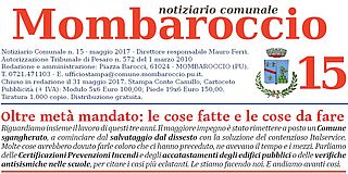 La testata del Notiziario Comunale di Mombaroccio, numero 15 (maggio 2017)